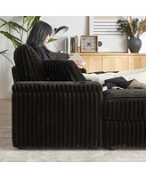 Corduroy 3-Seater Sofa with Storage and Accessories