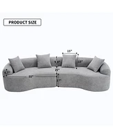 4-Seater Light Gray Sofa with Chenille Fabric and Pillows