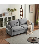 73.6327.95 Pull-Out Sofa Bed, Chenille Material, Pull-Out Queen Sofa Bed With Memory Foam Mattress, For Living Room, Bedroom, Office, Apartment, Dark