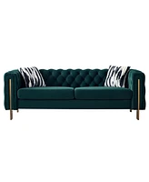 Chesterfield Modern Tufted Velvet Living Room Sofa, 84.25"W Couch,Green