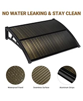 Yescom 2Pcs 39"X29" Window Awning Door Canopy Polycarbonate Anti-UV30+ Cover Outdoor Rain Snow Protection Patio Brown