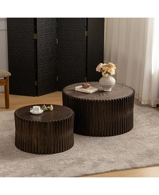 Vintage Textured Nesting Coffee Table Set (Set of 2)