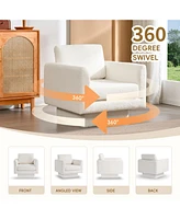 360 Modern Swivel Accent Chair, Cozy Teddy Sherpa Round Armchair, Comfy Barrel Chair