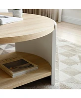 31" Round Coffee Table with Storage Shelf