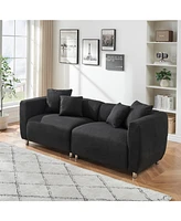 89 inch Sofa for Living Room, Fashion Sofa with Metal Legs, 3 Seater Sofa, Solid Wood Frame Couch with 4Pillows, for Apartment Office Living Room