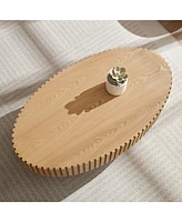 Modern Oval Coffee Table with Pedestal Base, 43.7" for Living Room