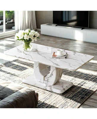 Modern Grey Marble Sticker Coffee Table for a Tranquil Home