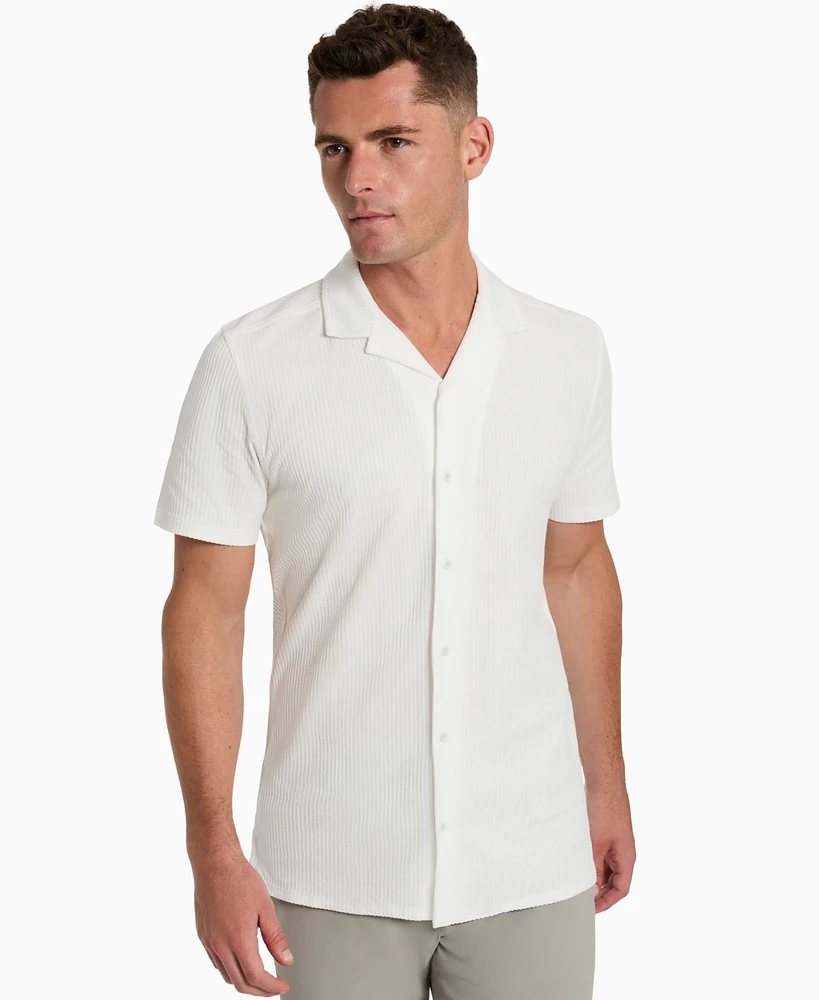Kenneth Cole Men's Short Sleeve Seersucker Camp Shirt