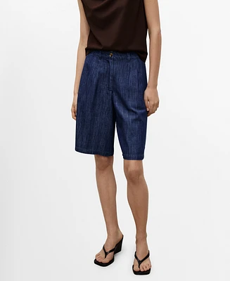 Mango Women's Rinse-Wash Denim Bermuda Shorts