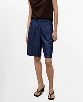 Mango Women's Rinse-Wash Denim Bermuda Shorts
