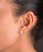2-Pc. Set Cubic Zirconia Cross Stud Earrings in Sterling Silver & 14k Gold-Plate