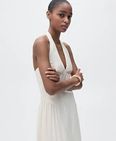Mango Women's Halter-Neck Linen Dress