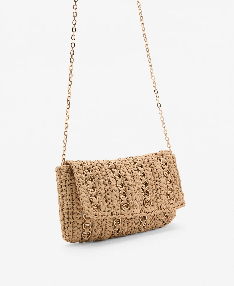 Mango Women's Metal Rings Natural Fiber Bag