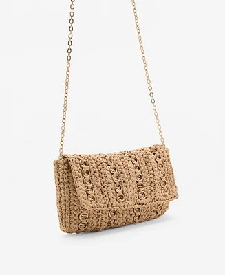 Mango Women's Metal Rings Natural Fiber Bag