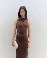 Mango Women's Metallic Detail Draped Dress