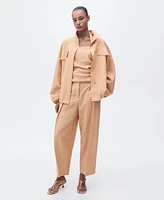 Mango Women's Pleated Straight-Fit Lyocell Pants
