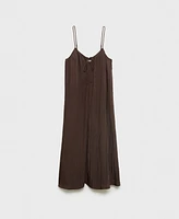 Mango Women's Bow Detail Textured Midi Dress