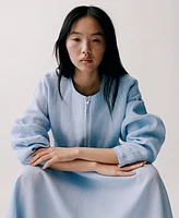 Mango Women's Pocketed Cropped Linen Jacket