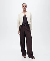 Mango Women's Buttoned Linen-Blend Jacket