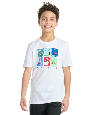 adidas Big Boy Short Sleeve Multi-Sport Grid Graphic T-Shirt