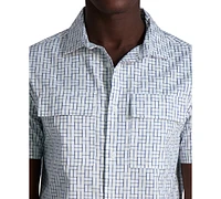 Karl Lagerfeld Paris Men's Plaid Short Sleeve Woven Shirt