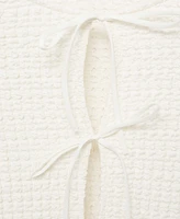 Mango Women's Bow Closure Textured Blouse