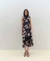 Mango Women's Floral-Print Draped Dress