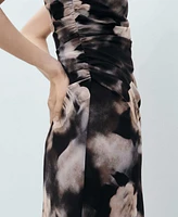 Mango Women's Floral-Print Draped Dress