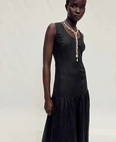 Mango Women's Ruffled Linen-Blend Dress
