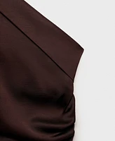 Mango Women's Side Slits Asymmetrical Satin Dress
