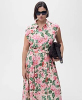 Mango Women's Belt Printed Shirt Dress