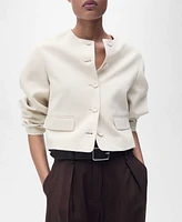 Mango Women's Buttoned Linen-Blend Jacket