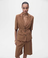 Mango Women's Linen-Blend Suit Bermuda Shorts