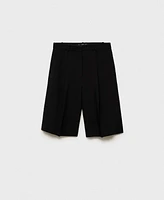 Mango Women's Linen-Blend Suit Bermuda Shorts