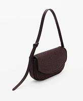 Mango Women's Flap Raffia Shoulder Bag