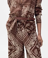 Mango Women's Wide Leg Paisley Pants