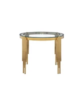 38.6" Glass Dining Table with Gold Legs