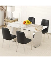 Pandora Patterned Dining Table Set with 4 Chairs, 63"x31.4