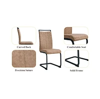 Textured Wood Mdf Dining Table Set, 4 Fabric Chairs (67"x36