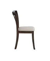 Wooden X Back Dining Chairs Set of 2, Modern Fabric Upholstered Kitchen Side 2PC Chairs, Cross Back Rubber Wood Farmhouse Dining Room Chair,Brown