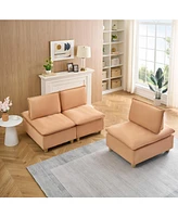 88" Modern Pumpkin-Colored Flannel Sofa