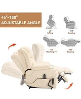Dual Motor Lift Recliner with 8-Point Massage, Heat, and Cup Holders