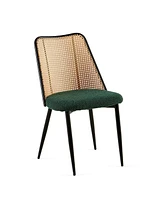 Boucle and Cane Dining Chairs (Set of 4)