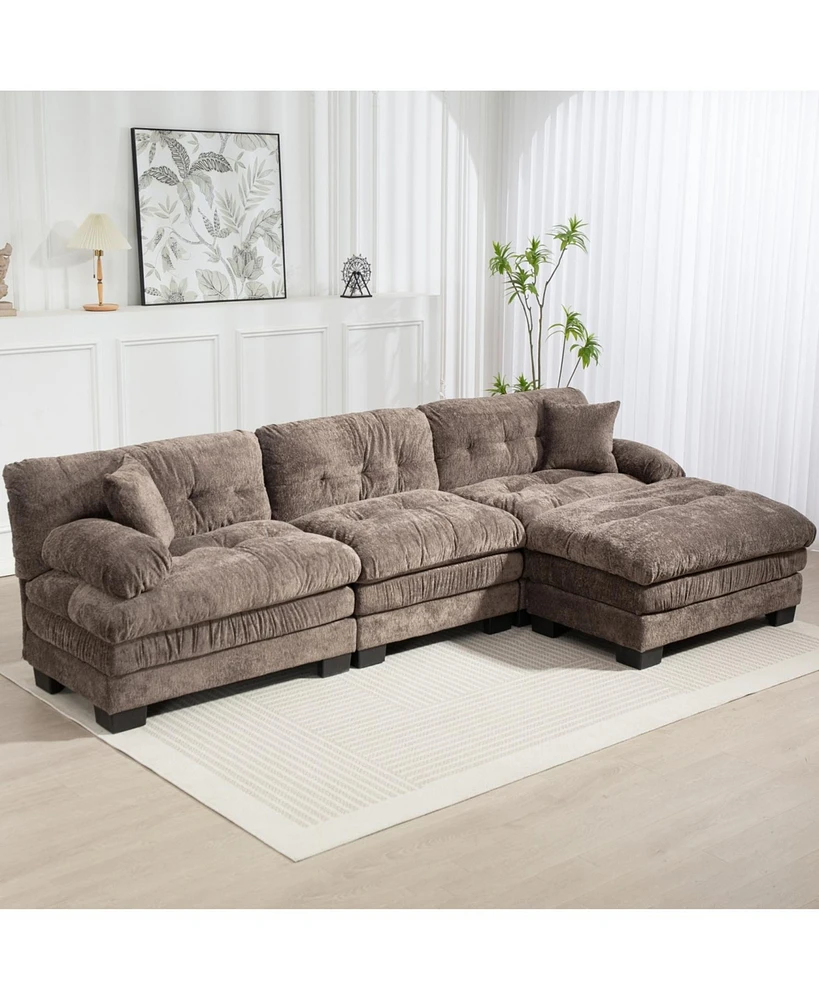 L-Shaped Sectional Sofa Sleeper Couch - Gray