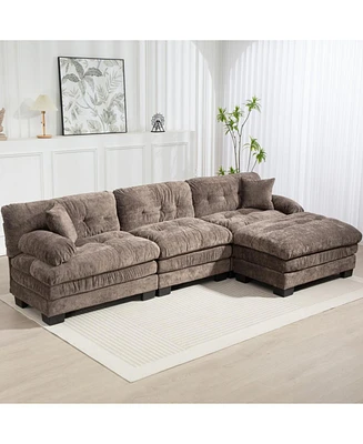 L-Shaped Sectional Sofa Sleeper Couch - Gray