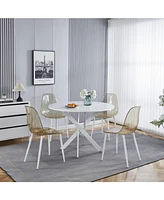 42" Mid-Century Dining Table with Round Mdf Top and Pedestal Base