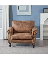 40" Nailhead Trim Sofa, 22" Deep Seat, Faux Leather