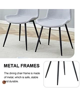 Comfortable Dining Chair Set: Set of Six in Light Gray Linen-Cotton