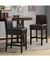 Set of 2 26" Portman Bonded Leather Counter Height Barstool, Brown