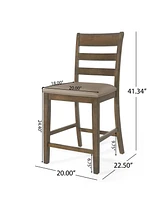 Farmhouse Upholstered Wood Counter Stools (Set of 2)
